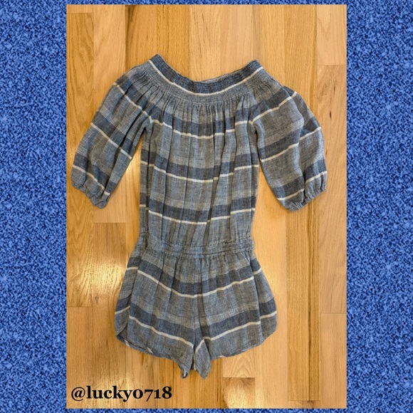 Young Fabulous & Broke Palmas Romper in Denim Blue & White Striped Sz S - Picture 3 of 5